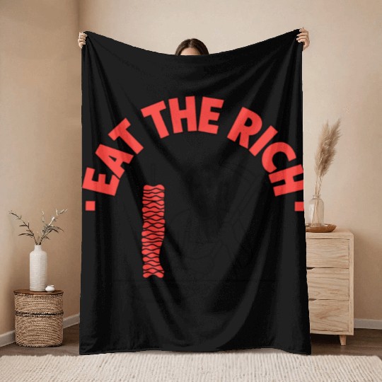 Eat The Rich Döner Kebab Satirical Design Throw Blankets
