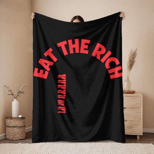 Eat The Rich Döner Kebab Parody Design Throw Blankets