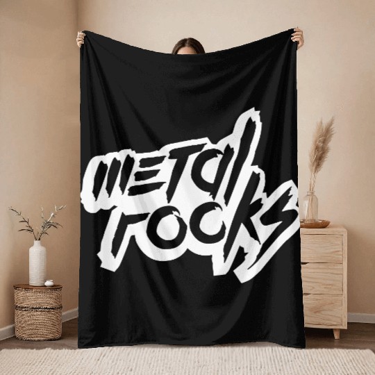 Heavy Metal Rocks Hard Rock Music Text Quote Logo Throw Blankets