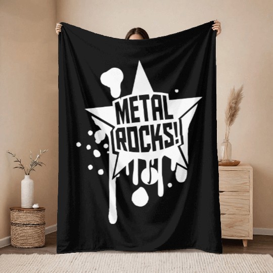 Heavy Metal Rocks Hard Rock Music Graffiti Star Throw Blankets