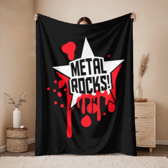 Heavy Metal Rocks Hard Rock Music Graffiti Star Throw Blankets