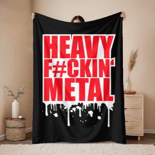 Heavy F#ckin' Metal Hard Rock Music Graffiti Spray Throw Blankets