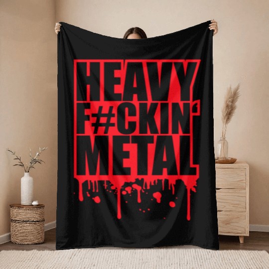 Heavy F#ckin' Metal Hard Rock Music Graffiti Spray Throw Blankets