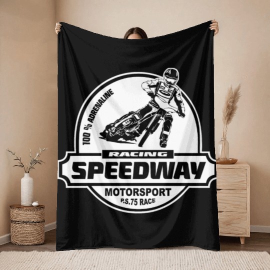 Motorcycle Speedway Racing Throw Blankets