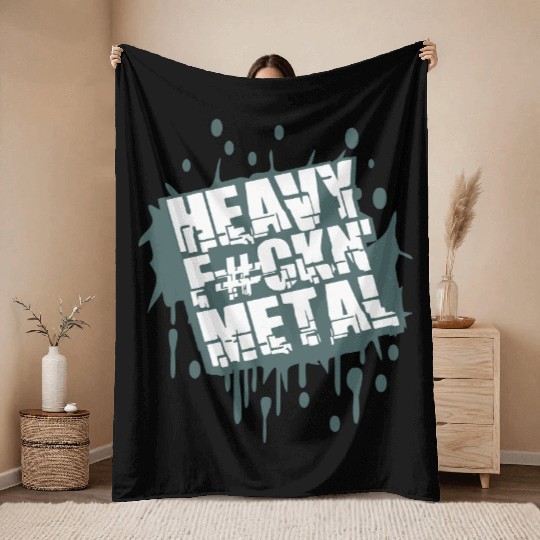 Heavy F#ckin' Metal Hard Rock Music Graffiti Spray Throw Blankets