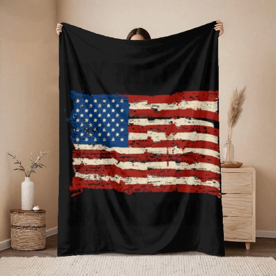 Try That In a Small Town US Flag Throw Blankets