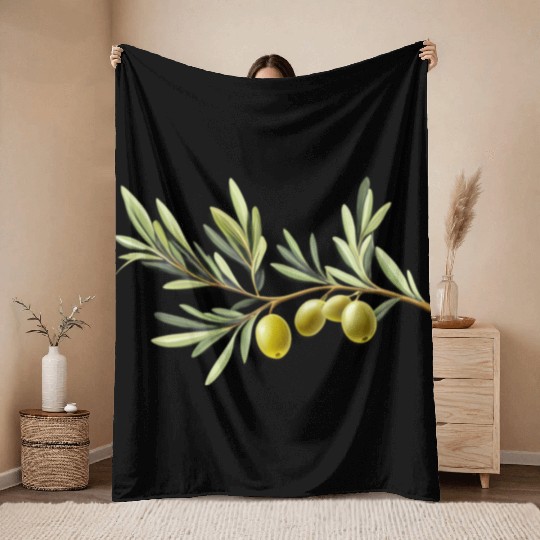 Olive Branch Throw Blankets