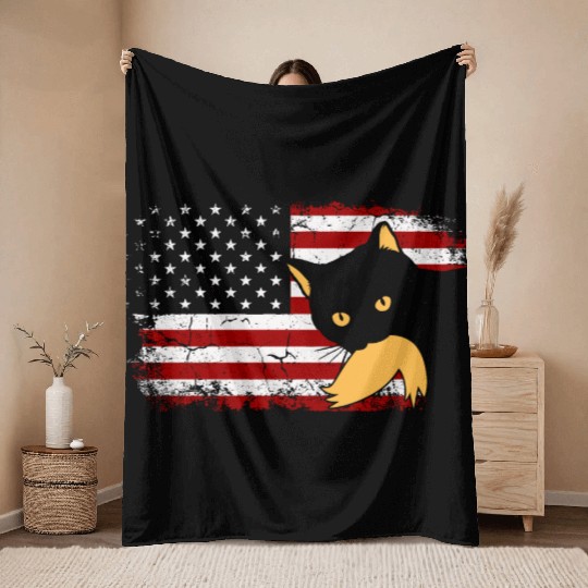 Cat Ladies For Kamala Harris Donald Trump 2024 Throw Blankets