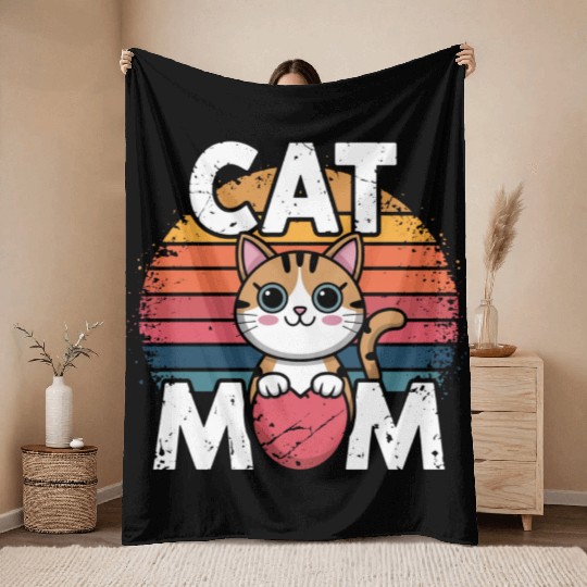 Cat Mom Throw Blankets