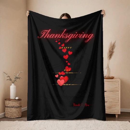 Thanksgiving girl giving Flower to Her Mom Throw Blankets