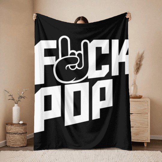 Fuck pop charts music heavy metal fun hand gesture Throw Blankets