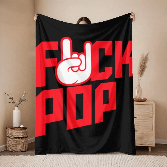 Fuck pop charts music heavy metal fun hand gesture Throw Blankets