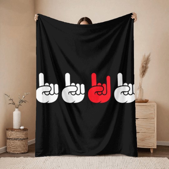 4 Be Different Heavy Metal Hard Rock Hand Gestures Throw Blankets