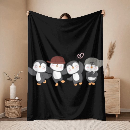 Penguin Famila, funny penguin , penguin logo Throw Blankets