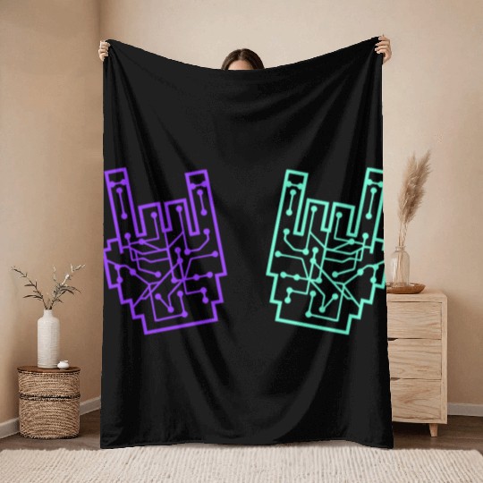 Heavy metal nerd electronic circuits hand gestures Throw Blankets