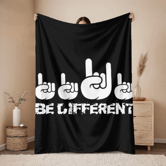 4 Be Different Heavy Metal Hard Rock Hand Gestures Throw Blankets