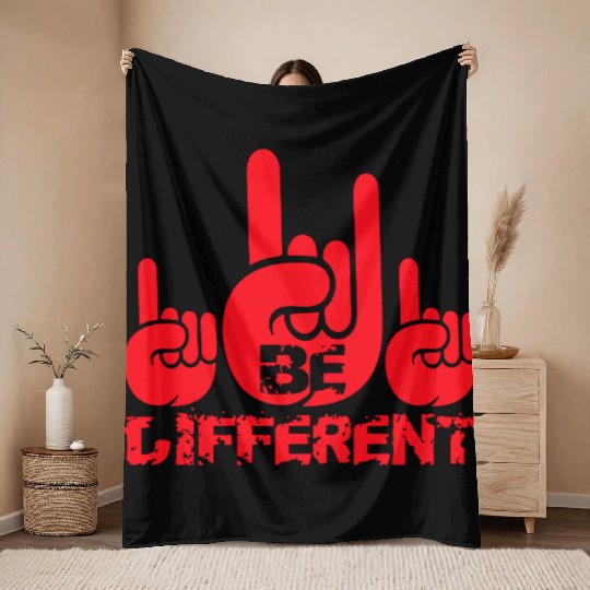 3 Be Different Heavy Metal Hard Rock Hand Gesture Throw Blankets