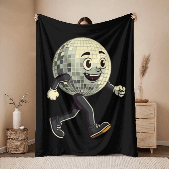 Disco Ball Walking - Retro Funk in Motion Throw Blankets