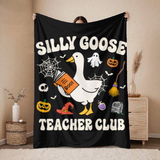 Silly Goose Teacher Club Throw Blankets