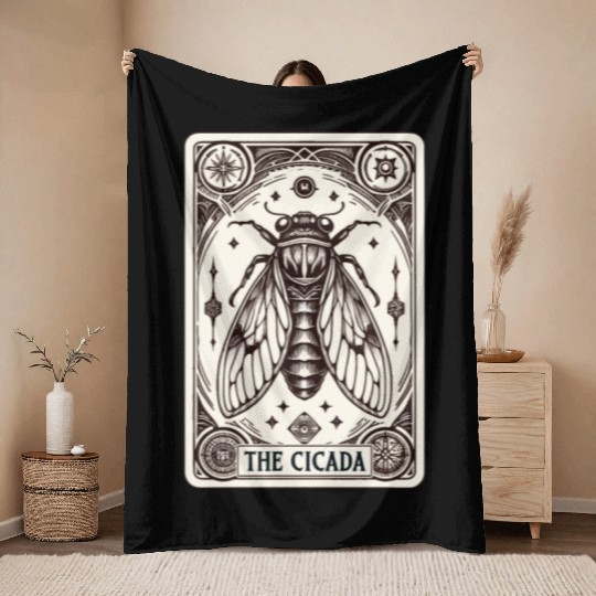 Cicada Tarot Card Brood Emergence Throw Blankets
