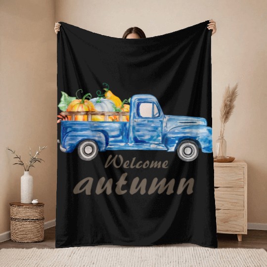 Welcome autumn Throw Blankets