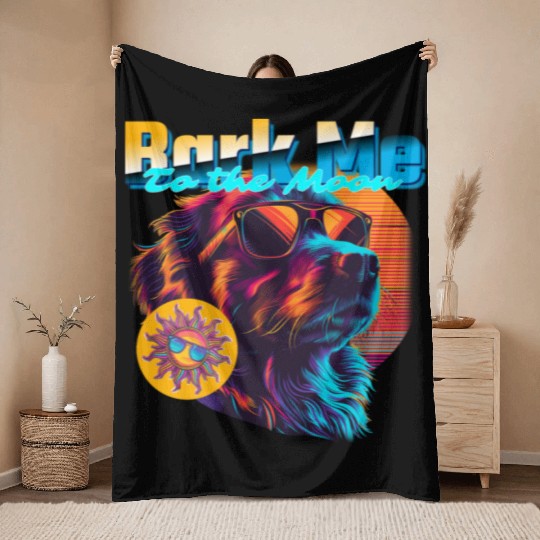 Funny "Bark Me To The Moon" Throw Blankets