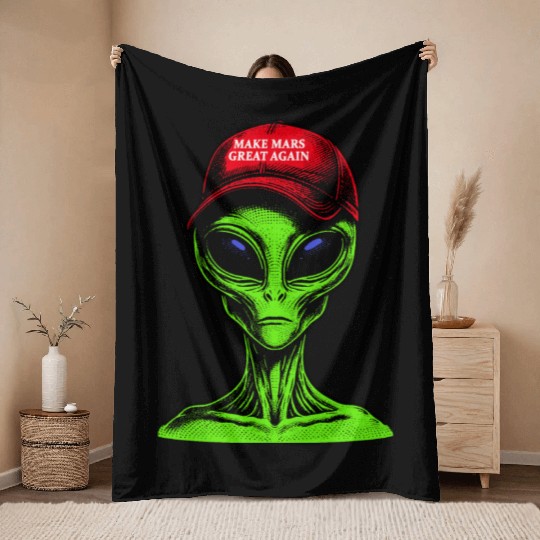 Make Mars Great Again Throw Blankets