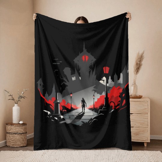 Ghost town Throw Blankets