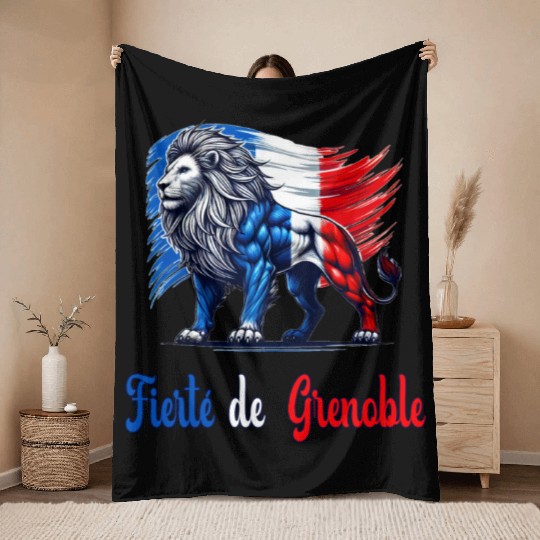 The proud Grenoble flag design Throw Blankets