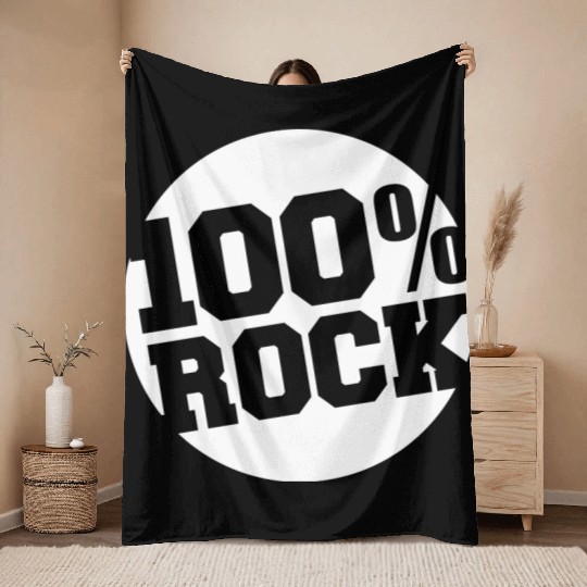 100 % Percent Rock Heavy Metal Music Text Logo Throw Blankets
