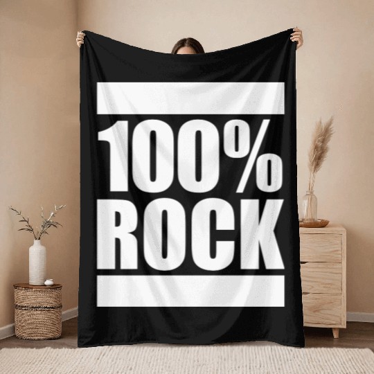 100 % Percent Rock Heavy Metal Music Text Logo Throw Blankets