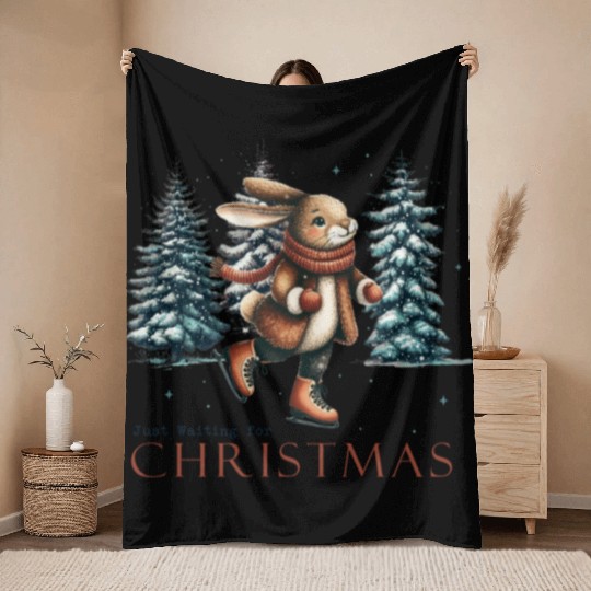 Squirrel Skating: Waiting for Christmas Fun Throw Blankets