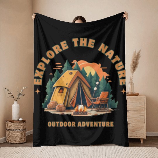 camping, nature, forest, camping trip, adventure, Throw Blankets