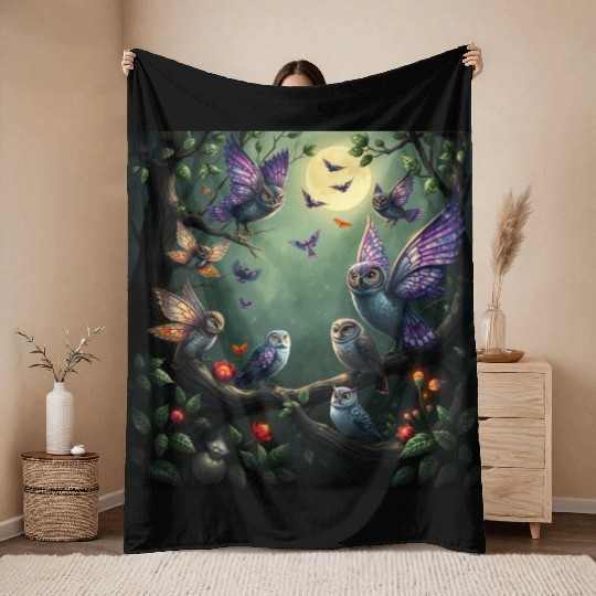 Enchanted Forest Creatures Halloween Ideas Throw Blankets