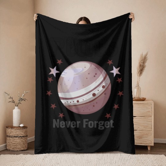 Planet Pluto Never Forget Throw Blankets