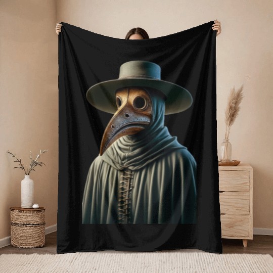 Plague Doctor Throw Blankets
