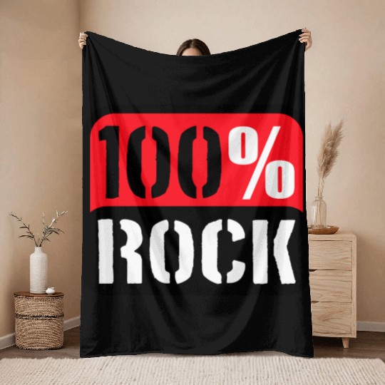 100 % Percent Rock Heavy Metal Music Text Logo Throw Blankets