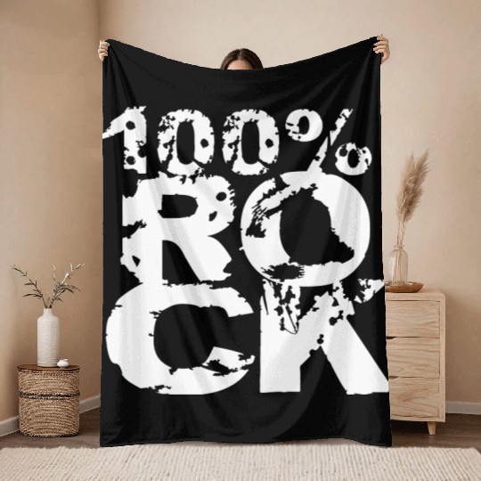 100 % Percent Rock Heavy Metal Music Text Logo Throw Blankets