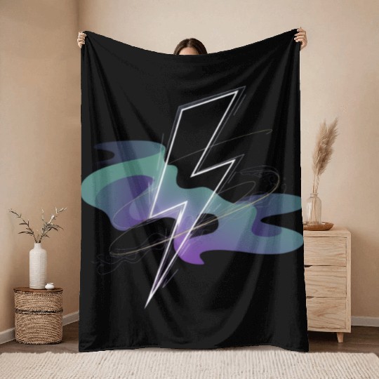 Electric Aurora: Lightning Meets Northern Lights Throw Blankets