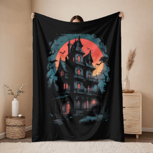 Haunted House Throw Blankets