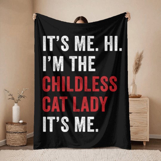 It's Me Hi Im The Childless Cat Lady Kamala Harris Throw Blankets