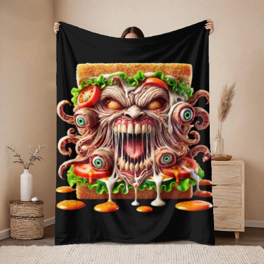 Terrifying Monster Sandwich Throw Blankets