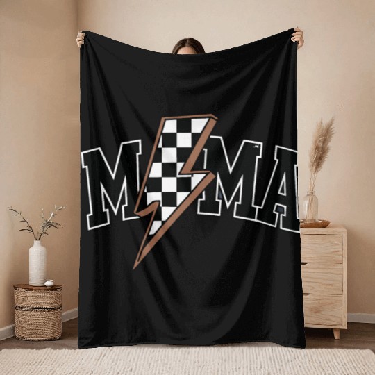 Mama Lightning Bolt Throw Blankets