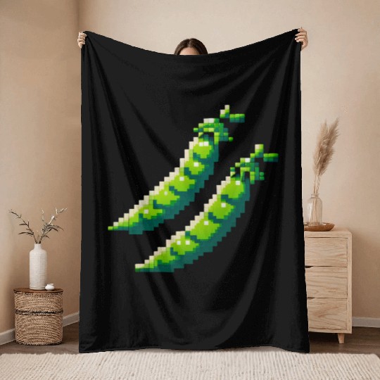 8 Bit Pixel Peas Throw Blankets