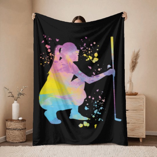 Golfer Colorsplash Kids Miniature Golf Throw Blankets