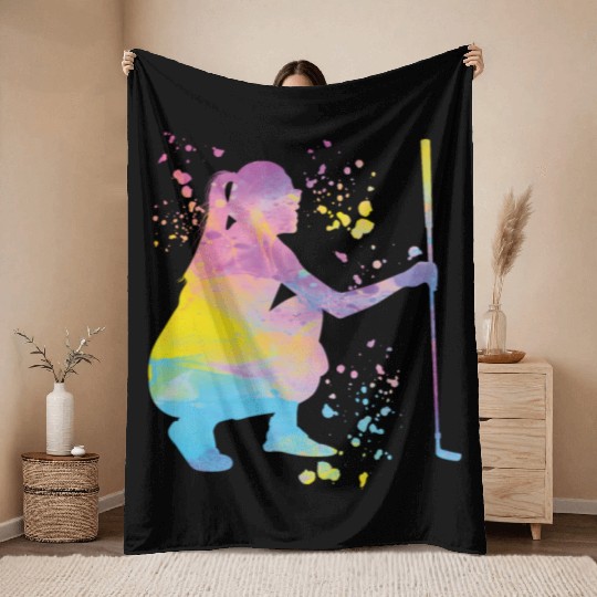 Golfer Colorsplash Kids Miniature Golf Throw Blankets