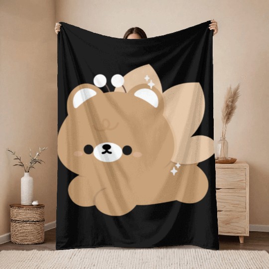 Brown Bear Fairy Throw Blankets
