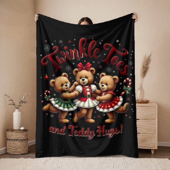 Teddy Bear Ballet Throw Blankets
