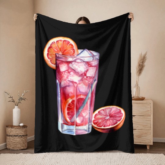 Grapefruit Citrus Cocktail Throw Blankets