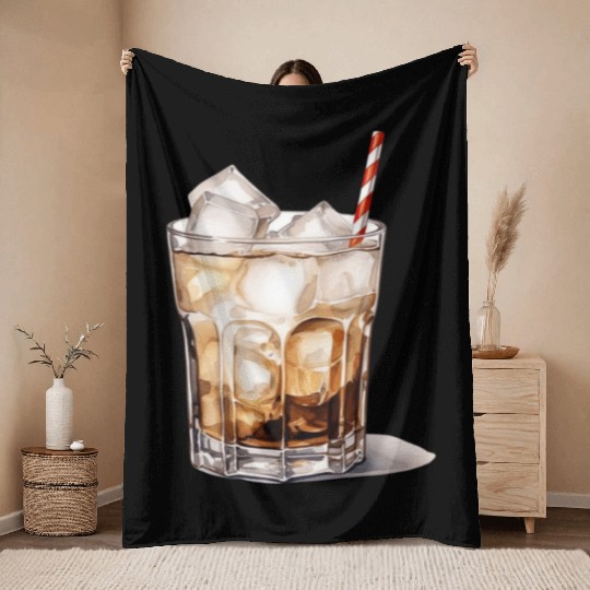 Iced Coffee Cocktail Throw Blankets